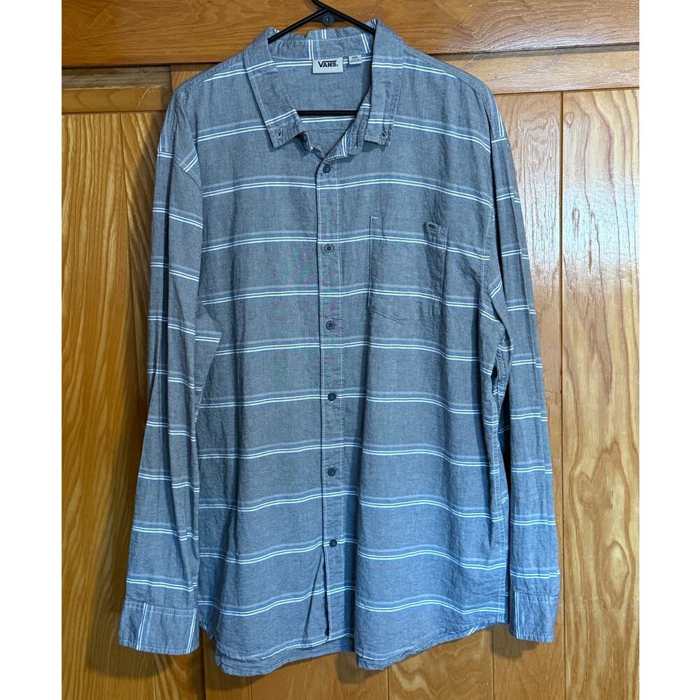 Vans Off The Wall Striped Long Sleeve Button-Up Shirt - XXL
